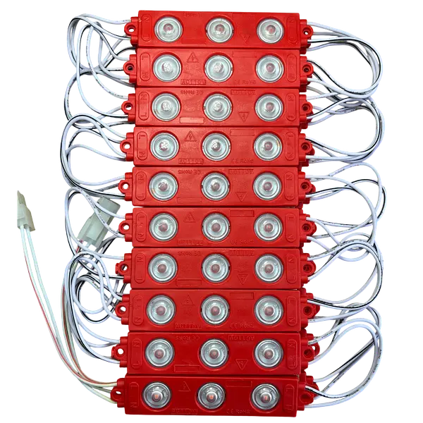 Módulo 3 Led 2w Rojo 110v Con Lupa / Pack X20 Unidades