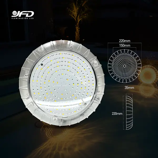 Lámpara Para Piscinas Carcasa Transparente Smd 220*35mm