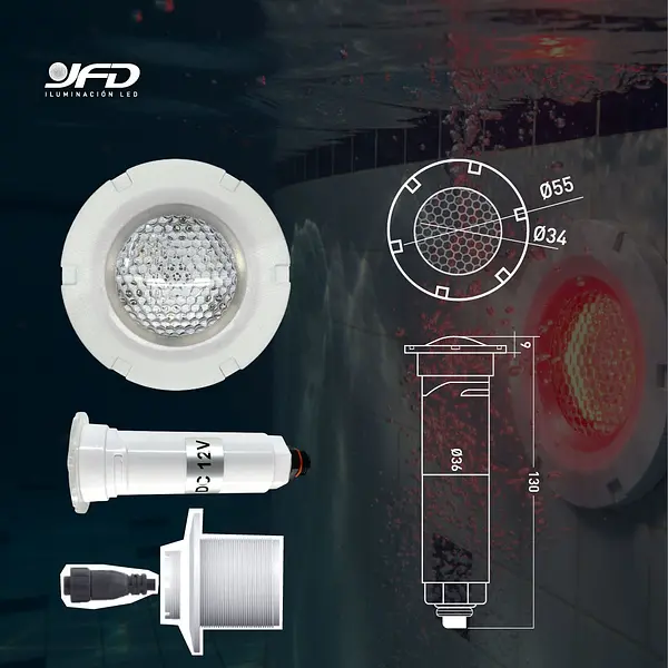 Bala Led Piscina Ip68 3w Rgb 12v Para Incrustar