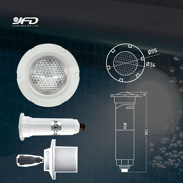 Bala Led Para Piscina Ip68 12w 12v, Luz Blanca 6000k